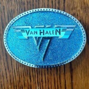 VAN HALEN Blue Glitter Belt Buckle   NEW